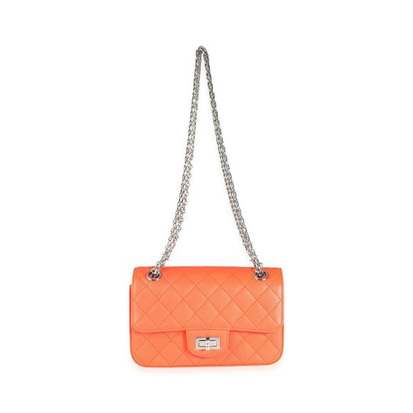 Neon Orange Quilted Chevre Leather Reissue 224 - Picture 4 of 8
